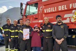 David con i Vigili del Fuoco a Rieti
