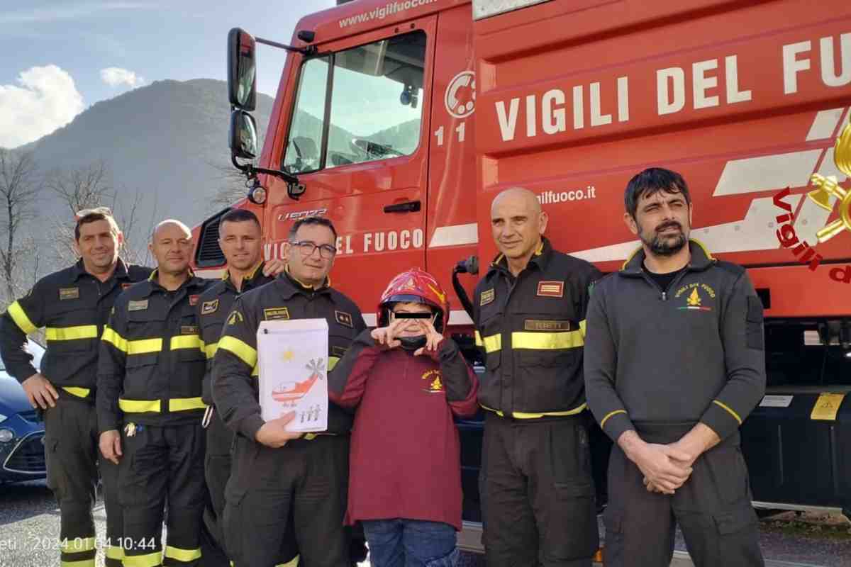 David con i Vigili del Fuoco a Rieti