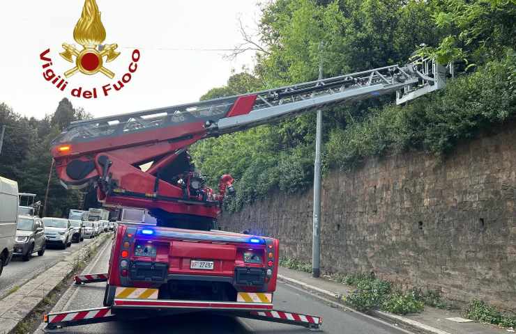 Vigili del fuoco soccorrono donna precipitata dal muro terrazza pincio