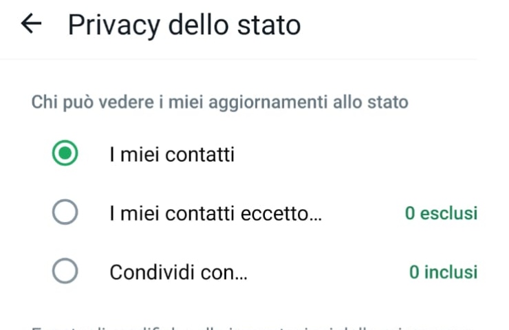 Le impostazioni privacy di whatsapp