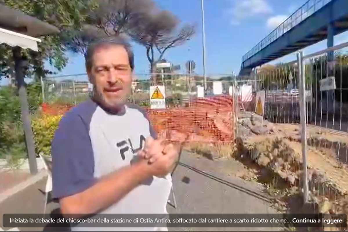 Il signor Fortunato Carnevale annuncia la chiusura del proprio bar a Ostia Antica